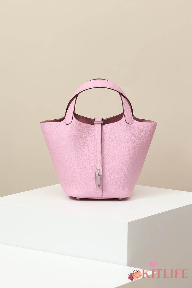 Kitlife Hermes Picotin Bag Pink With Silver Hardware CL180180 18x13x18cm - 1