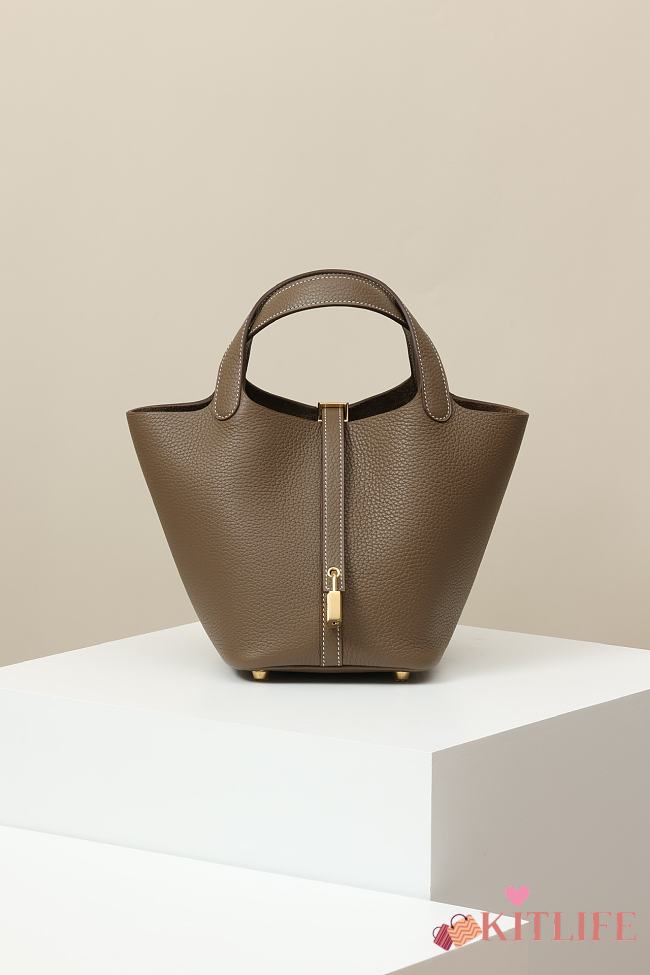 Kitlife Hermes Picotin Bag Elephant Grey With Gold Hardware CL180180 18x13x18cm - 1