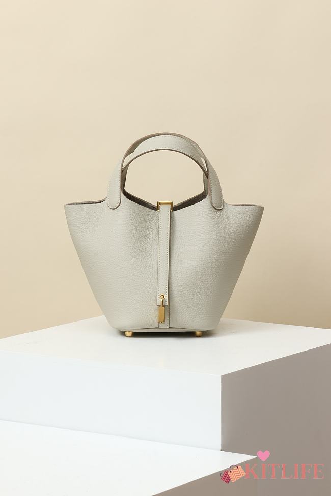 Kitlife Hermes Picotin Bag White With Gold Hardware CL180180 18x13x18cm - 1