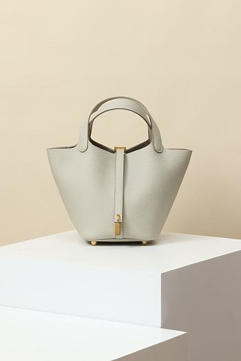 Kitlife Hermes Picotin Bag White With Gold Hardware CL180180 18x13x18cm