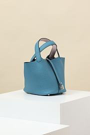 Kitlife Hermes Picotin Bag Blue With Silver Hardware CL180180 18x13x18cm - 6