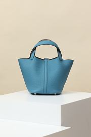 Kitlife Hermes Picotin Bag Blue With Silver Hardware CL180180 18x13x18cm - 4