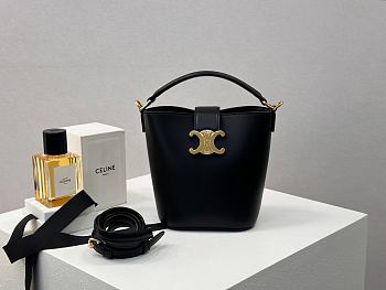 Kitlife Celine Louise Mini Black Cowhide Leather Bucket Bag 10N473 13.5x16x10cm