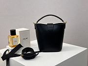 Kitlife Celine Louise Mini Black Cowhide Leather Bucket Bag 10N473 13.5x16x10cm - 3