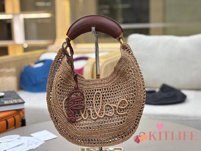Kitlife Chloe The Summer Banana Hobo Straw Bag Beige 36x21.5x2cm - 1