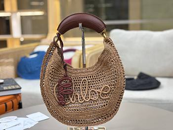 Kitlife Chloe The Summer Banana Hobo Straw Bag Beige 36x21.5x2cm