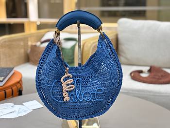 Kitlife Chloe The Summer Banana Hobo Straw Bag Blue 36x21.5x2cm