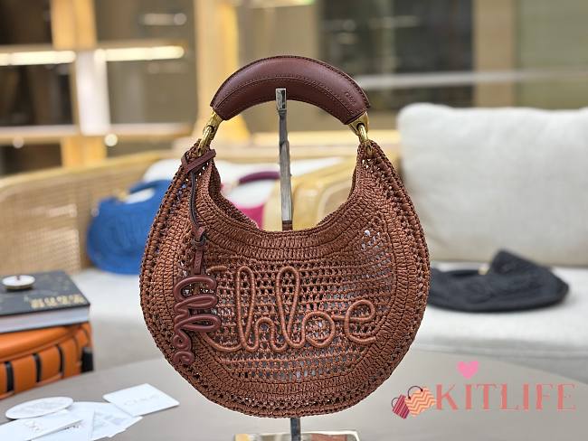 Kitlife Chloe The Summer Banana Hobo Straw Bag Brown 36x21.5x2cm - 1