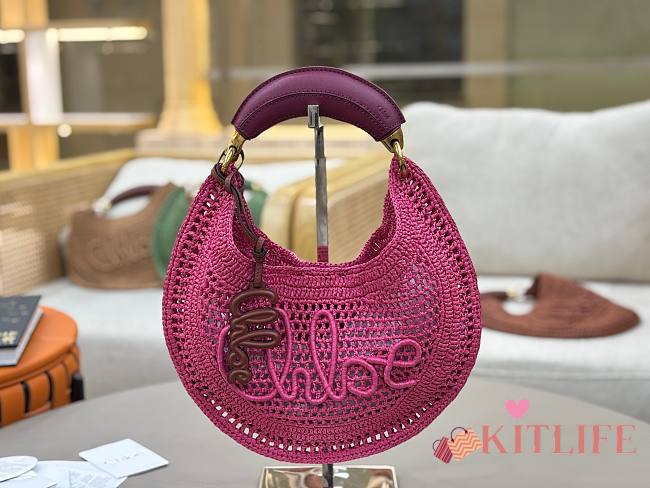 Kitlife Chloe The Summer Banana Hobo Straw Bag Pink 36x21.5x2cm - 1