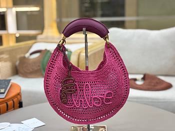 Kitlife Chloe The Summer Banana Hobo Straw Bag Pink 36x21.5x2cm