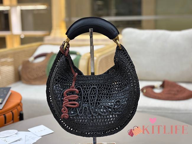 Kitlife Chloe The Summer Banana Hobo Straw Bag Black 36x21.5x2cm - 1