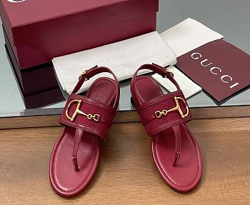 Kitlife Gucci Horsebit Thong Flat Sandals Burgundy