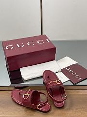Kitlife Gucci Horsebit Thong Flat Sandals Burgundy - 2