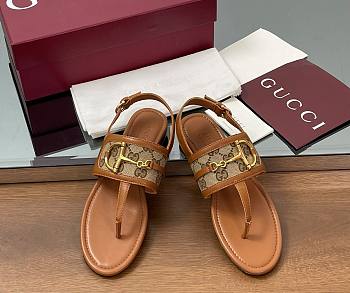 Kitlife Gucci Horsebit Thong Flat Sandals Brown