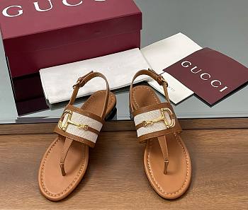 Kitlife Gucci Thong Sandals With Horsebit Light Brown 