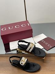 Kitlife Gucci Thong Sandals With Horsebit Black  - 4
