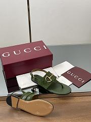 Kitlife Gucci Thong Sandals With Horsebit Green Suede - 6