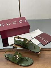 Kitlife Gucci Thong Sandals With Horsebit Green Suede - 4