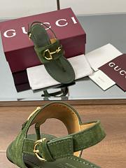 Kitlife Gucci Thong Sandals With Horsebit Green Suede - 3