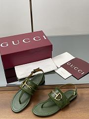 Kitlife Gucci Thong Sandals With Horsebit Green Suede - 2