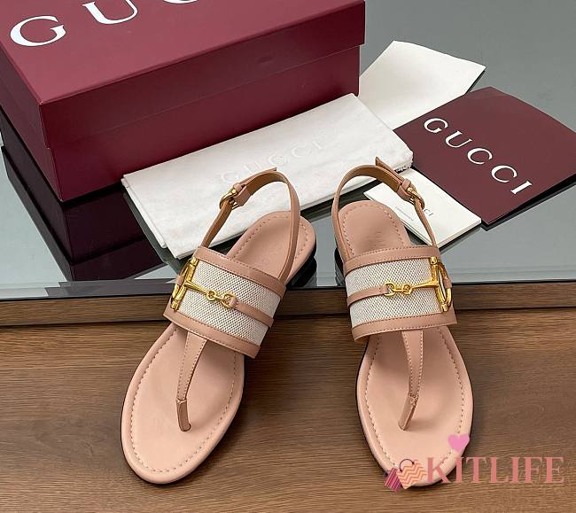 Kitlife Gucci Thong Sandals With Horsebit Light Pink - 1