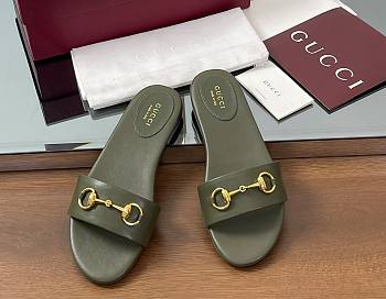 Kitlife Gucci Horsebit Buckle Flip Flops Green