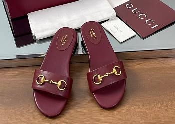 Kitlife Gucci Horsebit Buckle Flip Flops Burgundy