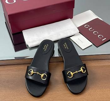 Kitlife Gucci Horsebit Buckle Flip Flops Black