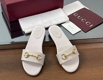 Kitlife Gucci Horsebit Buckle Flip Flops White