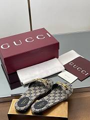Kitlife Gucci Horsebit Buckle Flip Flops Beige & Dark Blue - 4