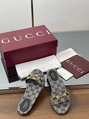 Kitlife Gucci Horsebit Buckle Flip Flops Beige & Dark Blue - 3