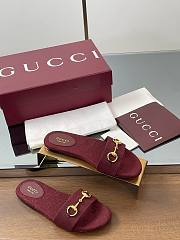 Kitlife Gucci Slide Sandals With Horsebit Red GG Canvas - 2