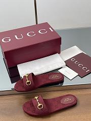 Kitlife Gucci Slide Sandals With Horsebit Red GG Canvas - 4