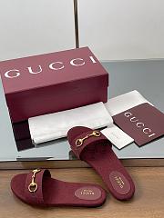 Kitlife Gucci Slide Sandals With Horsebit Red GG Canvas - 6