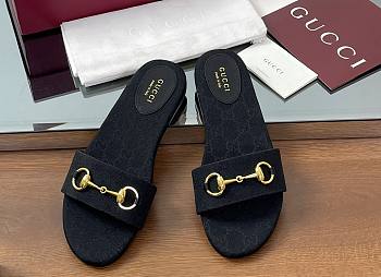 Kitlife Gucci Slide Sandals With Horsebit Black GG Canvas