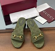 Kitlife Gucci Slide Sandals With Horsebit Green GG Canvas - 1