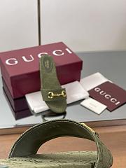 Kitlife Gucci Slide Sandals With Horsebit Green GG Canvas - 6