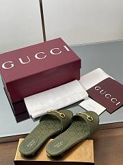 Kitlife Gucci Slide Sandals With Horsebit Green GG Canvas - 5