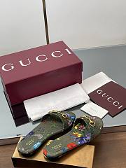 Kitlife Gucci Slides With Horsebit Green And Multicolor Canvas With Floral Print - 4