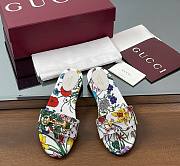 Kitlife Gucci Slides With Horsebit White And Multicolor Canvas With Floral Print - 1