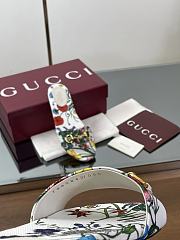 Kitlife Gucci Slides With Horsebit White And Multicolor Canvas With Floral Print - 6