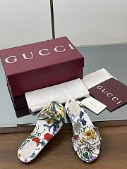 Kitlife Gucci Slides With Horsebit White And Multicolor Canvas With Floral Print - 3