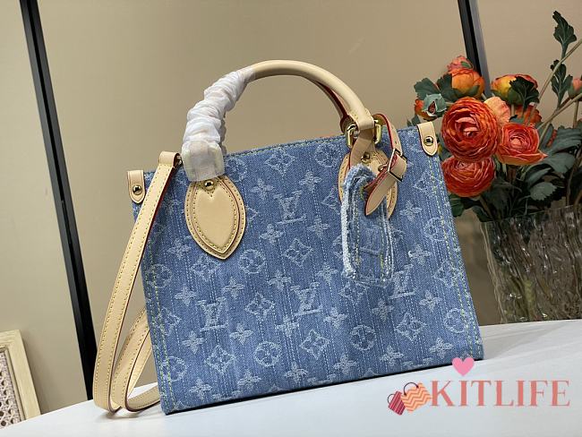 Kitlife Louis Vuitton OnTheGo PM Bag Blue Monogram Denim M14633 25x19x11.5cm - 1