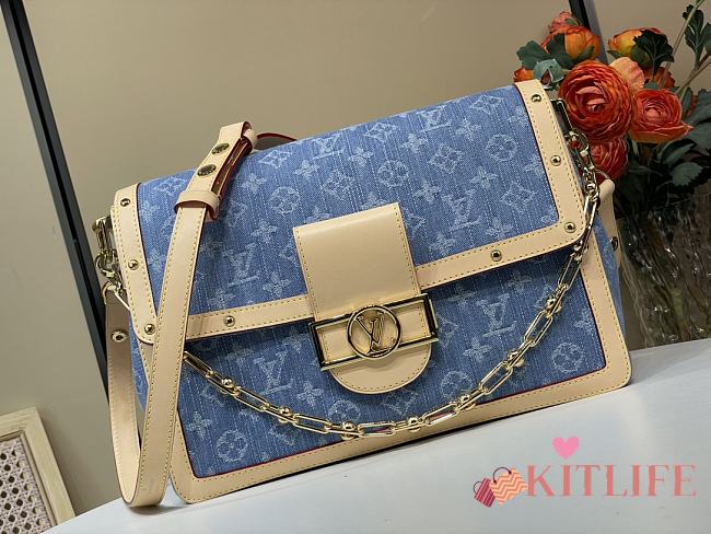 Kitlife Louis Vuitton Dauphine Soft GM Blue Monogram Denim Bag 28x20x11cm - 1
