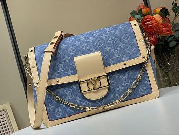 Kitlife Louis Vuitton Dauphine Soft GM Blue Monogram Denim Bag 28x20x11cm