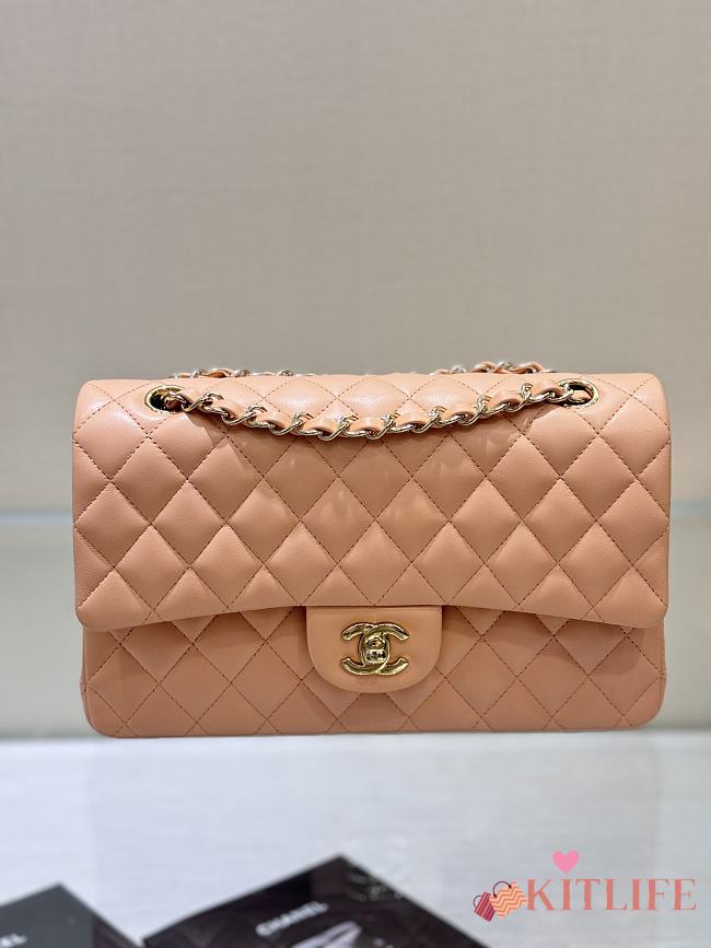 Kitlife Chanel Classic Flap Bag in Peach Pink Lambskin 25cm - 1