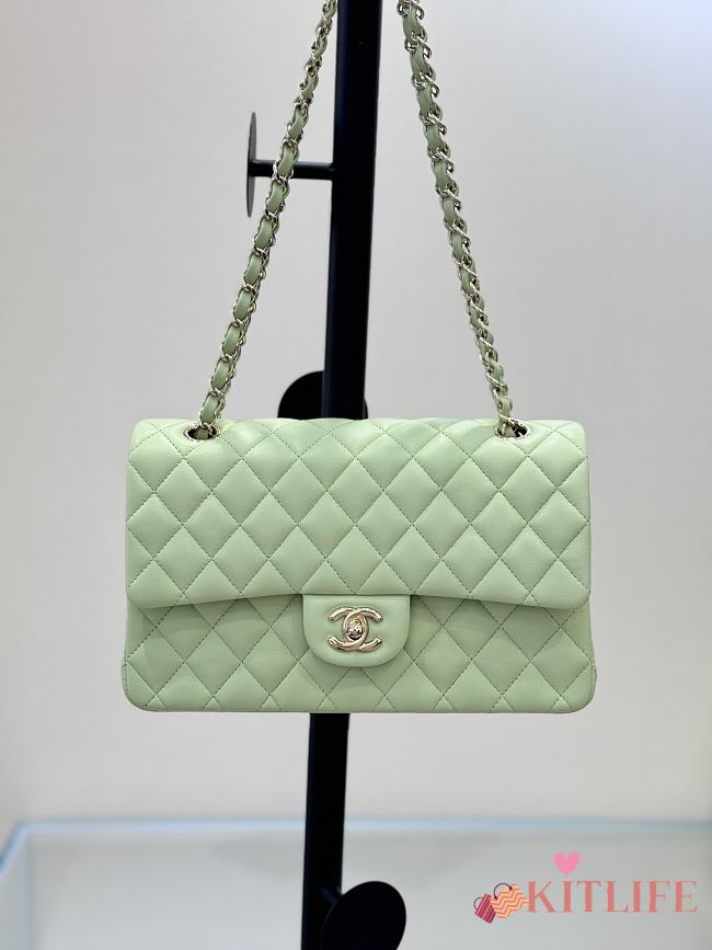 Kitlife Chanel Classic Flap Bag in Light Green Lambskin 25cm - 1