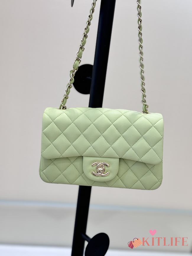Kitlife Chanel Classic Small Flap Bag in Light Green Lambskin 20cm - 1