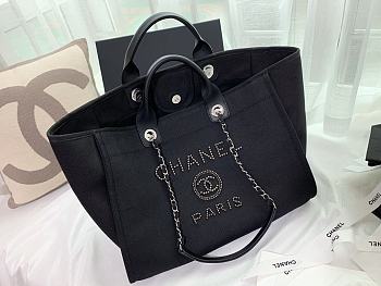 Kitlife Chanel Deauville Tote Pearl Embellished Black 38cm
