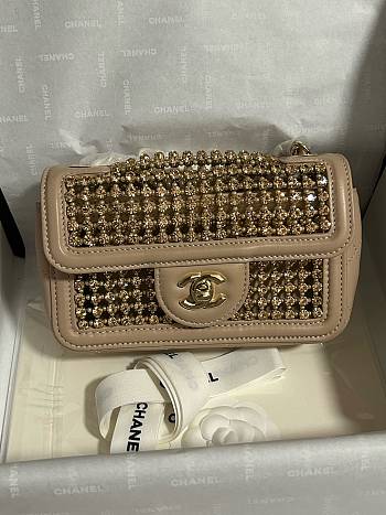 Kitlife Chanel 25P Evening Mini CF Beige Gold Diamond 18cm